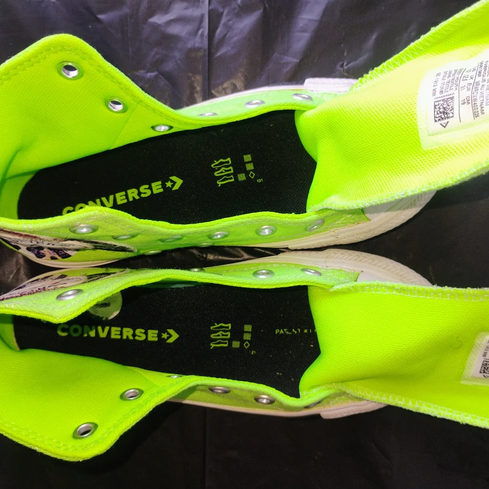 Converse Neon Green Patchwork Kids Sneakers Sz 13y
